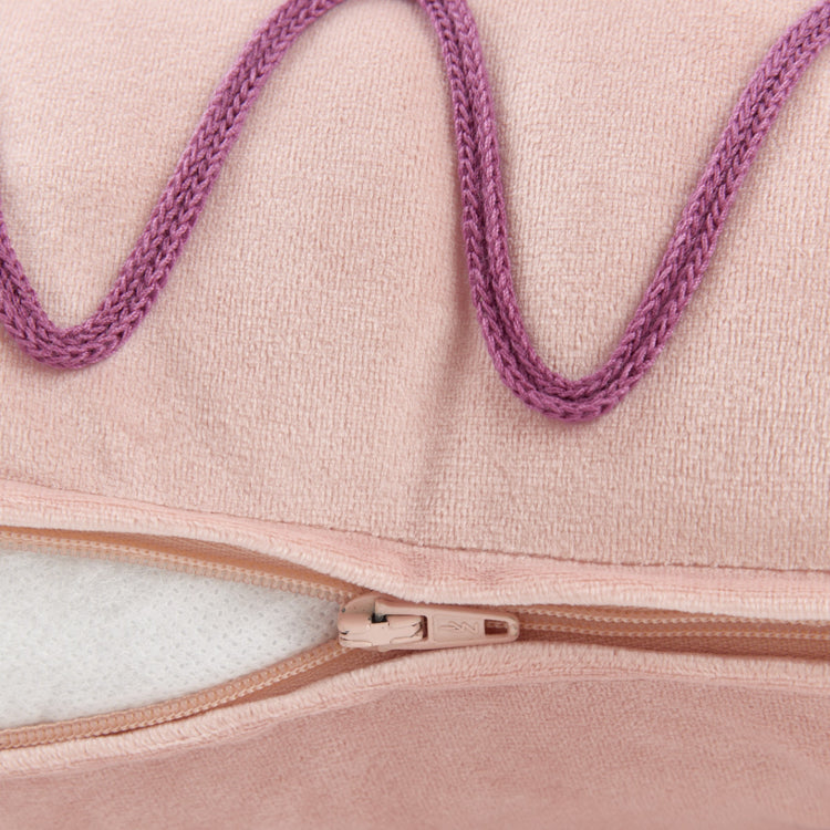 RITA. Μαξιλάρι ορθογώνιο με κέντημα Eco-velvet Pink 48x30