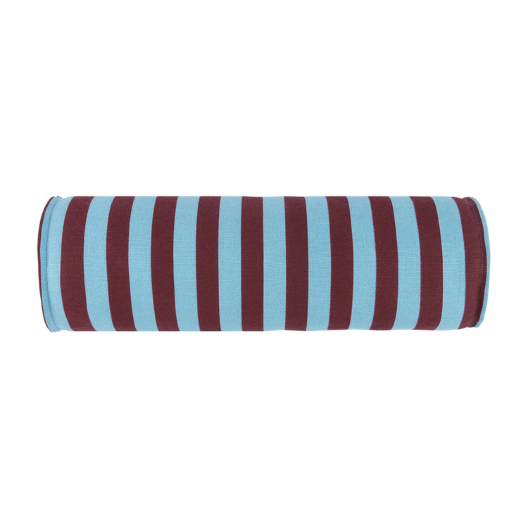 VIBES. Cylinder cushion Burgundy Blue Stripes