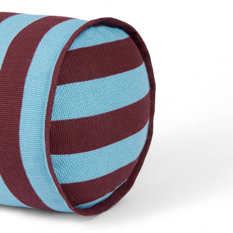 VIBES. Cylinder cushion Burgundy Blue Stripes