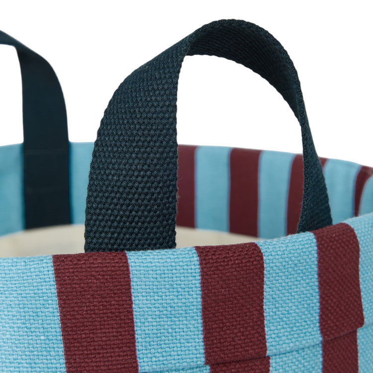 BLISS. Υφασμάτινο καλάθι αποθήκευσης μεγάλο Burgundy Blue Stripes