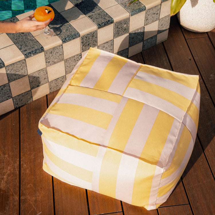 OTTO. Outdoor ottoman beanbag - adult size - Yellow Pink Stripes
