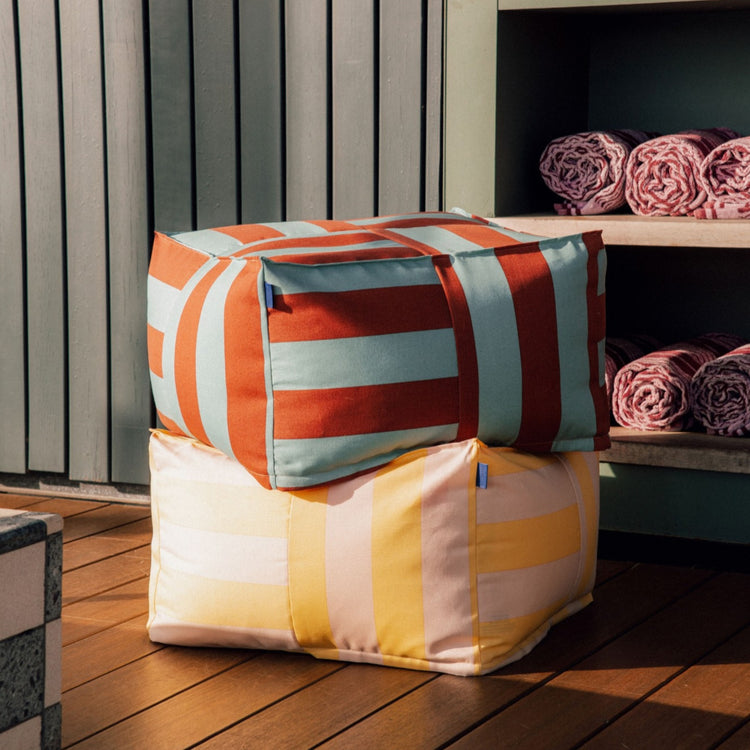 OTTO. Outdoor ottoman beanbag - adult size - Yellow Pink Stripes