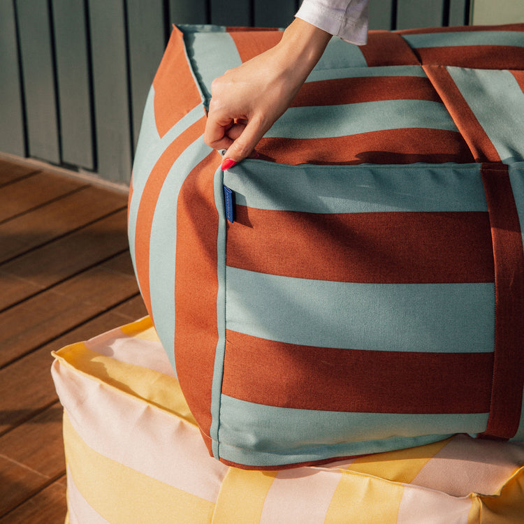 OTTO. Outdoor ottoman beanbag - adult size - Yellow Pink Stripes