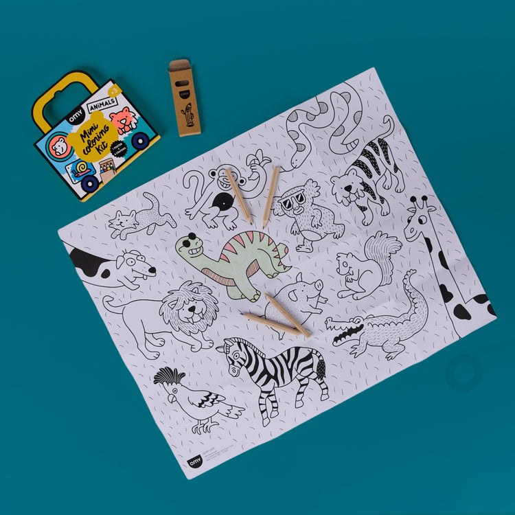 OMY. Pocket Coloring Poster with Pencils Animals