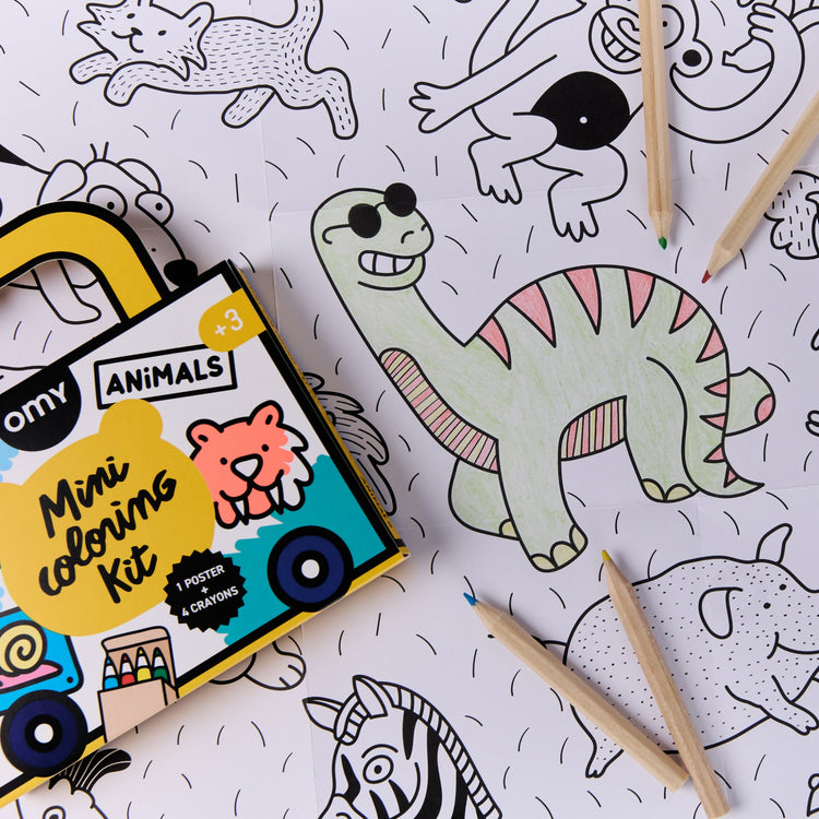OMY. Pocket Coloring Poster with Pencils Animals