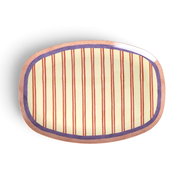 RICE. Melamine Rectangular Plate with Stripey Love Print
