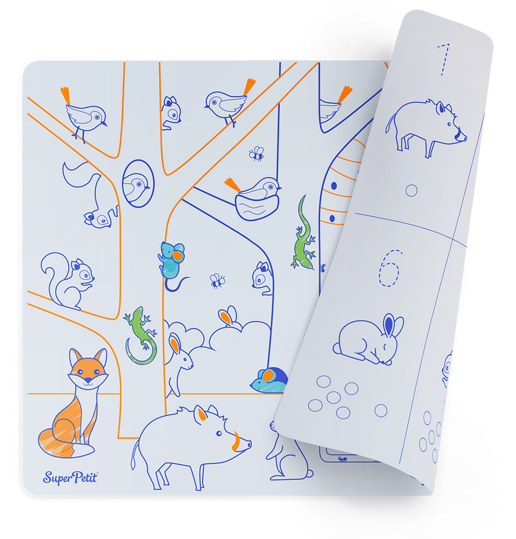 SUPER PETIT. Reversible colouring placemat set Numbers