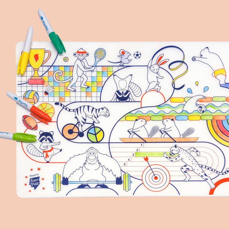 SUPER PETIT. Colouring placemat kit Olympic Sports