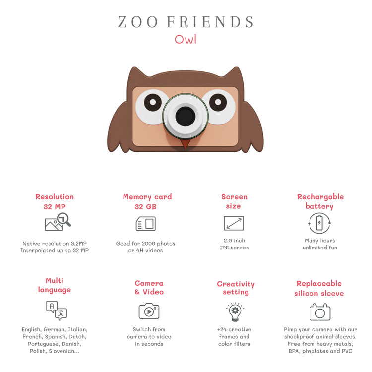 ZOO FAMILY. Zoo friends kids camera - Owl