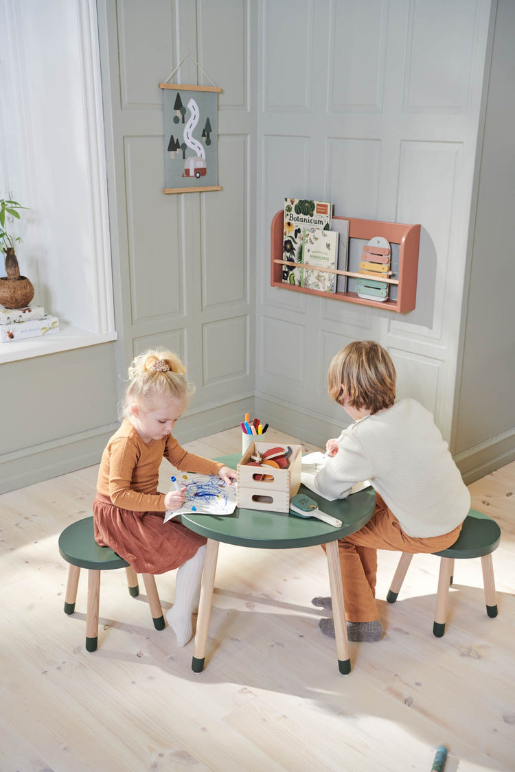 Table DOTS O60x47cm Deep green MDF painted top     Ash legs
