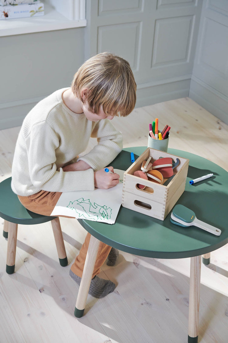 Table DOTS O60x47cm Deep green MDF painted top     Ash legs