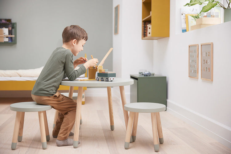 Table DOTS O60x47cm  N.Green MDF painted top     Ash legs