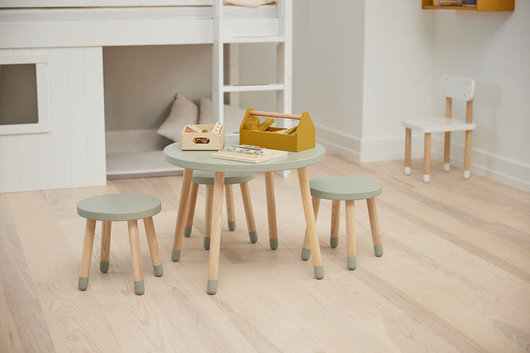 Table DOTS O60x47cm  N.Green MDF painted top     Ash legs