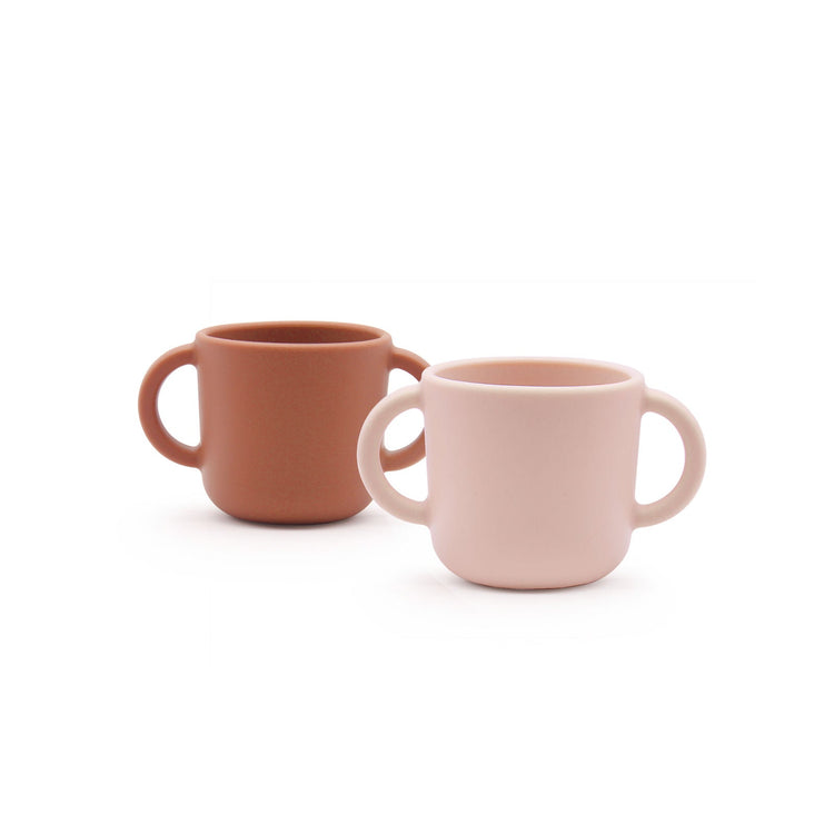 EKOBO. Σετ 2 παιδικά κυπελλάκια σιλικόνης (ροζ/terracotta)