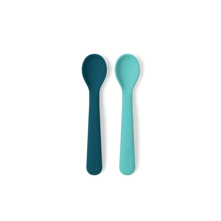 EKOBO. Bambino Silicone Spoon - 2 Pack Blue Abyss / Lagoon