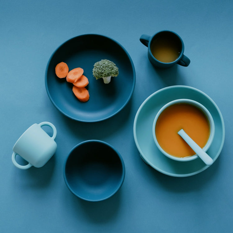 EKOBO. Bambino Silicone Spoon - 2 Pack Blue Abyss / Lagoon