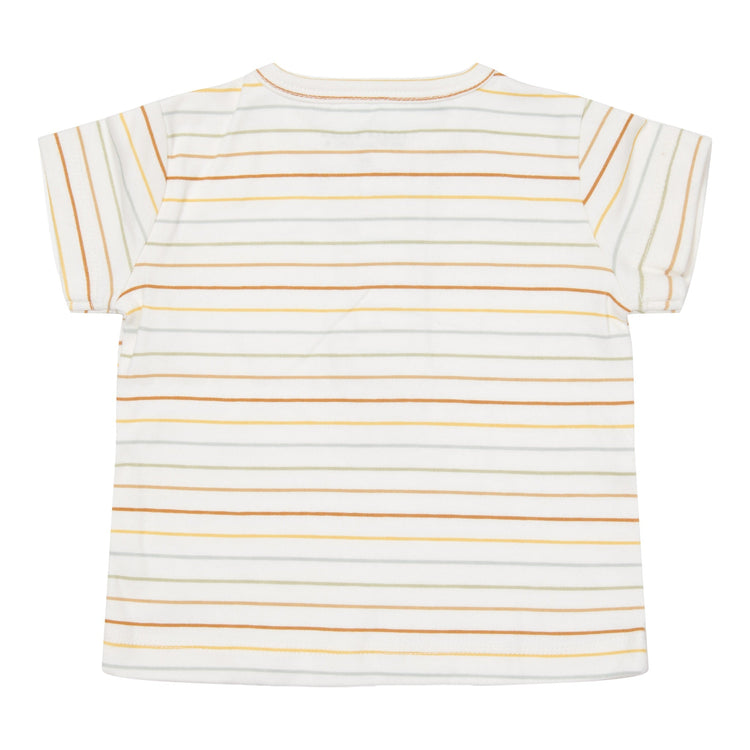 LITTLE DUTCH. Μπλουζάκι κοντομάνικο με κουμπάκια Vintage Sunny Stripes