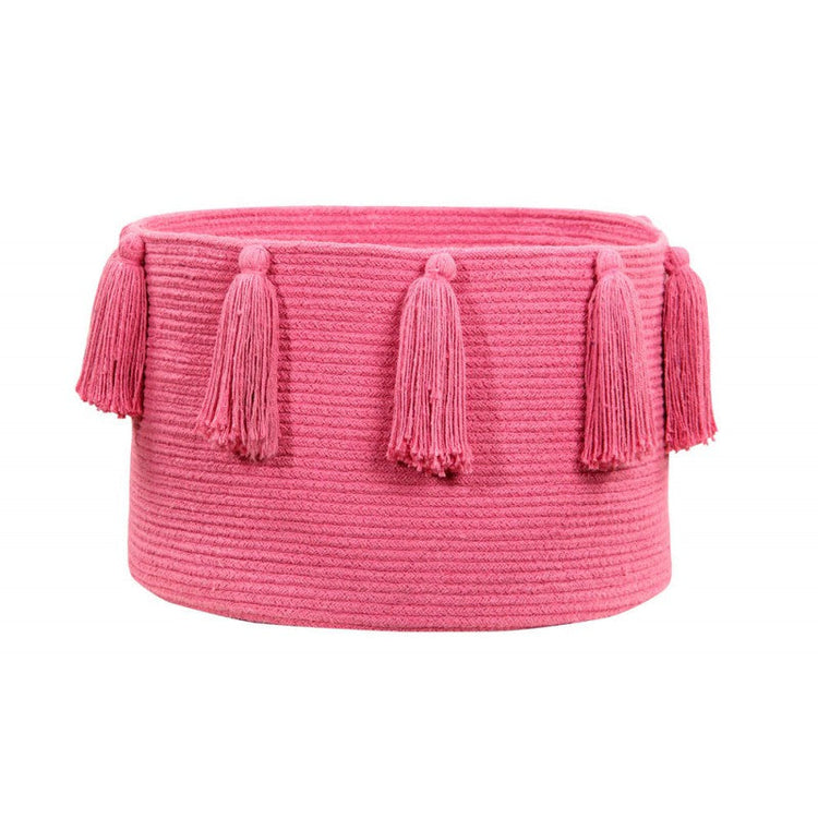 Lorena Canals. Basket Tassels dark pink 30Χ45Χ45
