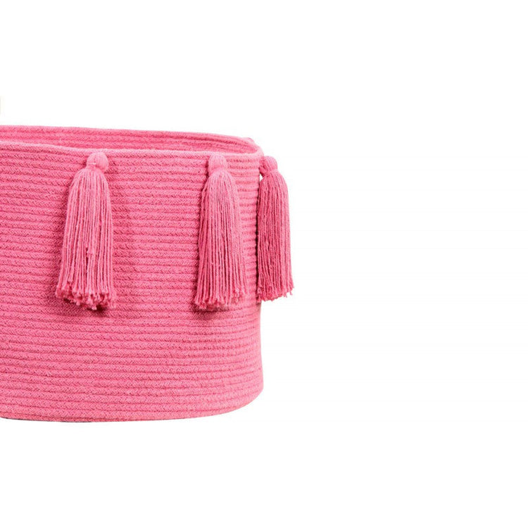 Lorena Canals. Basket Tassels dark pink 30Χ45Χ45