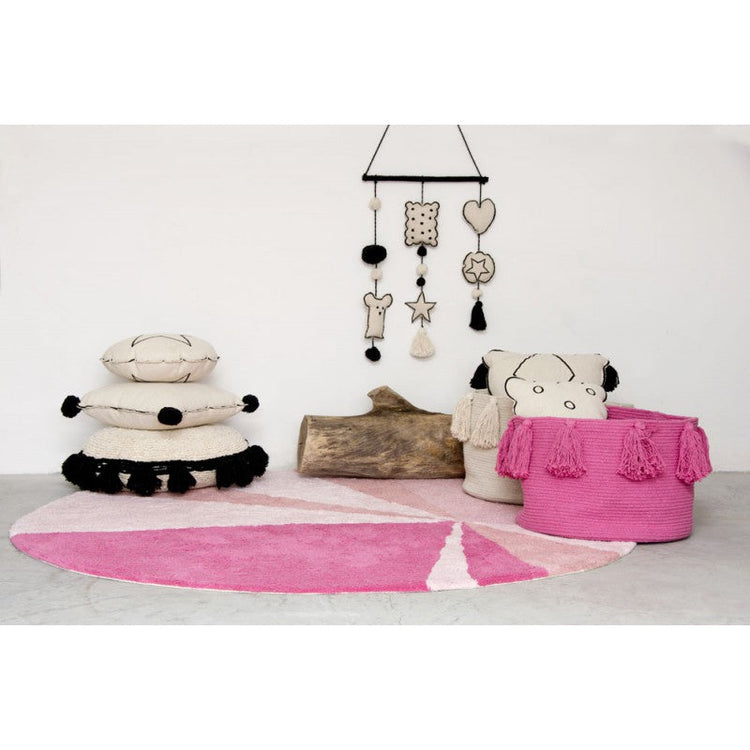 Lorena Canals. Basket Tassels dark pink 30Χ45Χ45