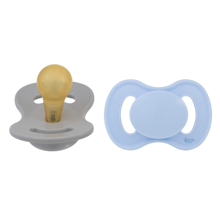 LULLABY PLANET. Σετ 2 πιπίλες Latex Size 1 - Ice Blue & Misty Grey
