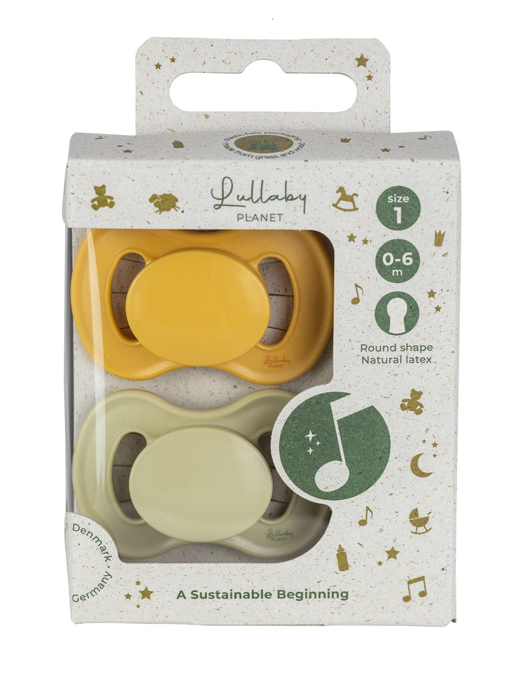 LULLABY PLANET. Σετ 2 πιπίλες Latex Size 1 - Daisy Yellow & Lake Green