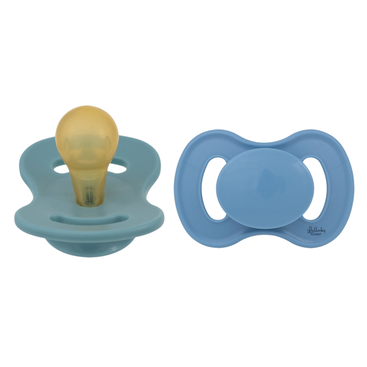 LULLABY PLANET. Σετ 2 πιπίλες Latex Size 2 - Ocean Teal & Dove Blue