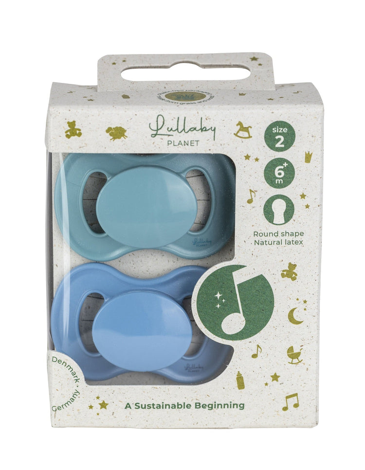 LULLABY PLANET. Σετ 2 πιπίλες Latex Size 2 - Ocean Teal & Dove Blue