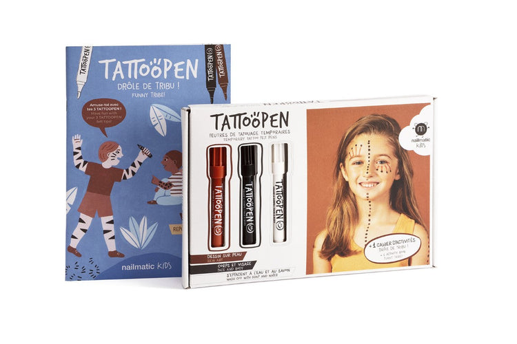 NAILMATIC. Tattoopen set - Funny tribe (brown-black-white)