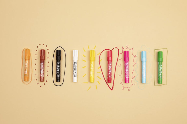 NAILMATIC. Tattoopen set - Funny tribe (brown-black-white)