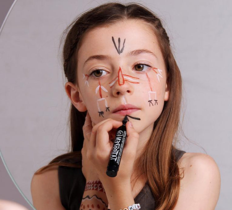 NAILMATIC. Tattoopen set - Funny tribe (brown-black-white)
