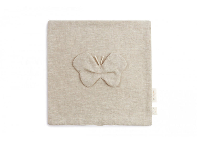 LIN FRANCAIS BUTTERFLY DOUDOU 32X32 GREIGE