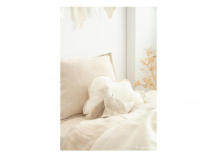 LIN FRANCAIS BIRD RATTLE 21X16 OFF WHITE