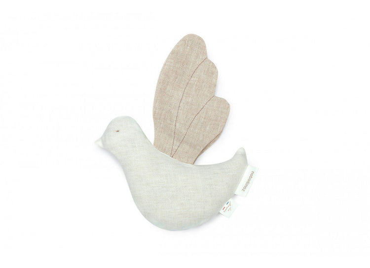 LIN FRANCAIS BIRD RATTLE 21X16 OFF WHITE