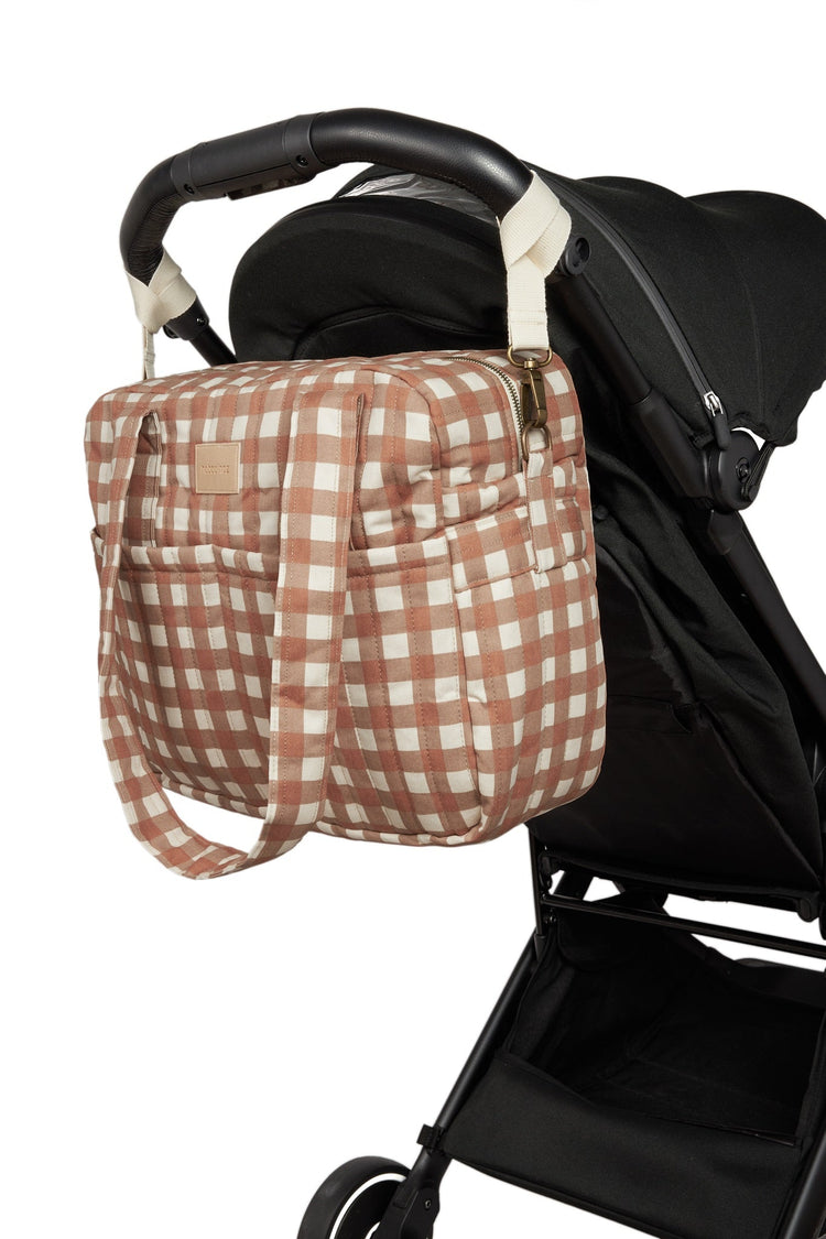 HYDE PARK. Waterproof stroller bag Terracotta Checks 38x33x16