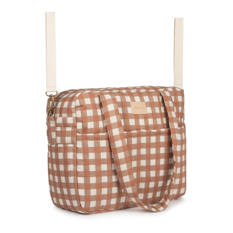 HYDE PARK. Waterproof stroller bag Terracotta Checks 38x33x16