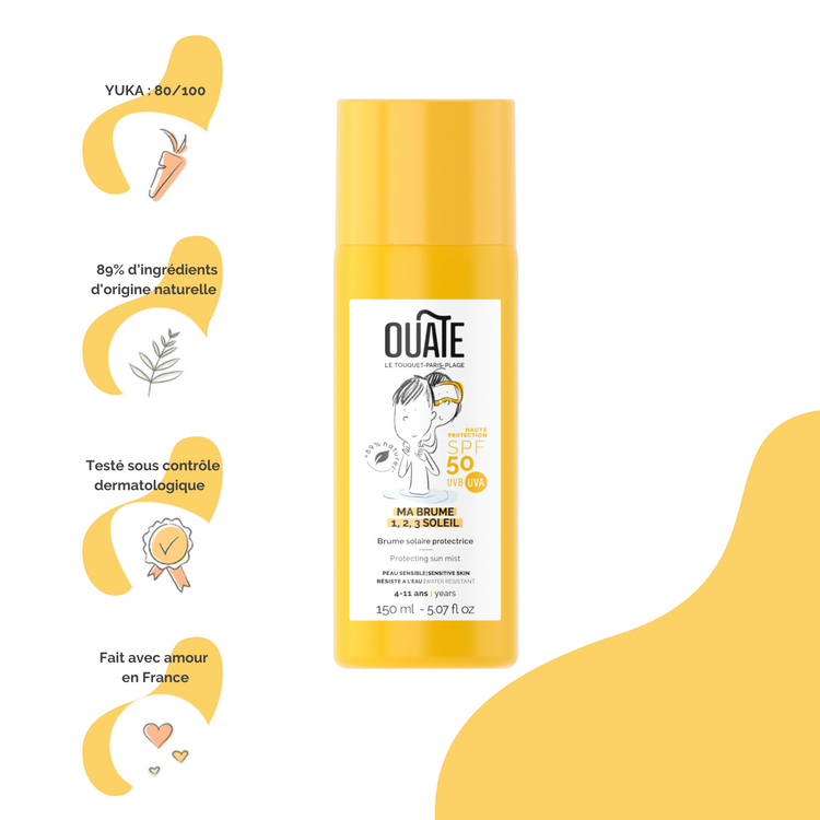 OUATE. MY PROTECTIVE SUN MIST SPF50. Protective face and body mist