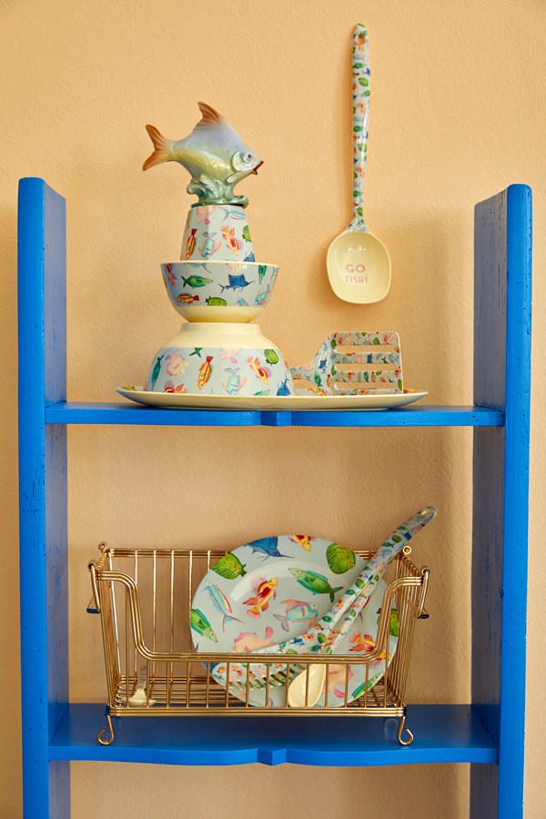 RECTANGULAR MELAMINE PLATE - BLUE - FISH