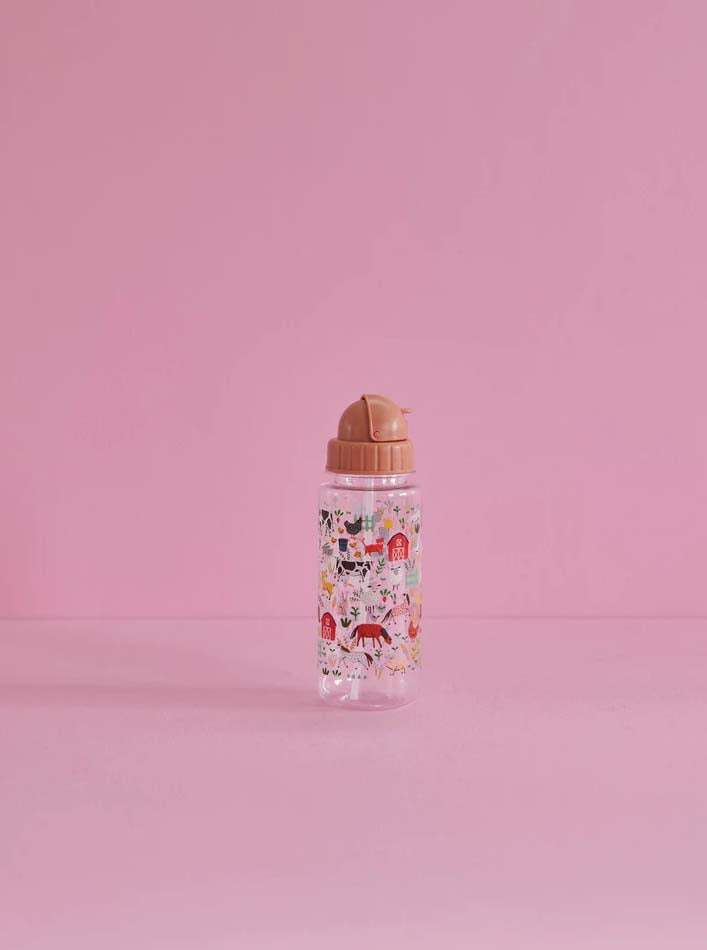 RICE. Plastic Kids Drinking Bottle - Farm Print 500ml