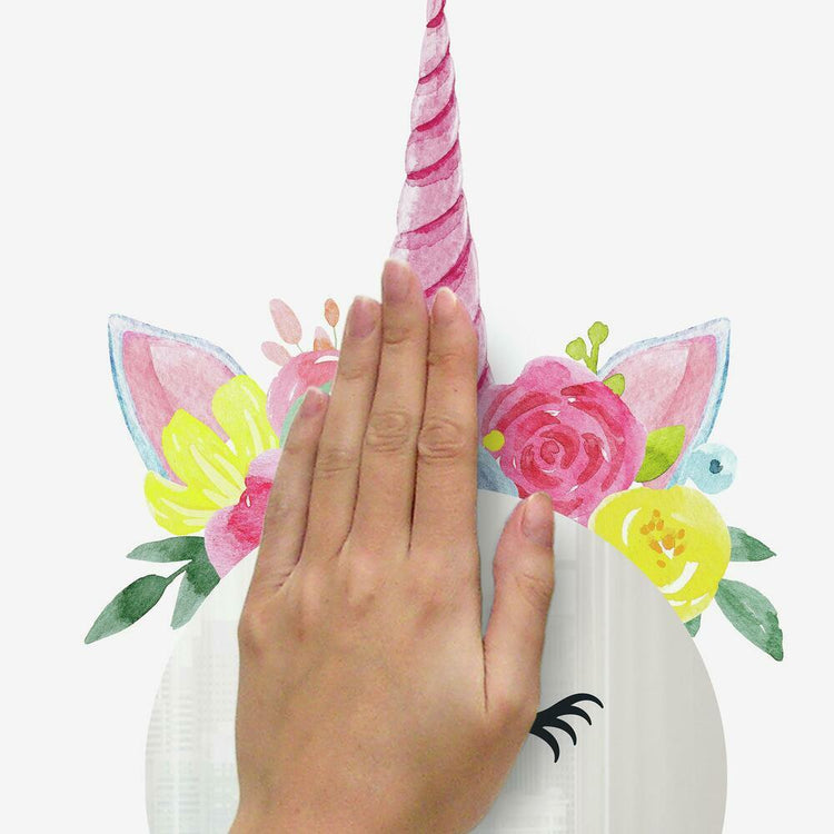 FLORAL UNICORN MIRROR WALL DECALS