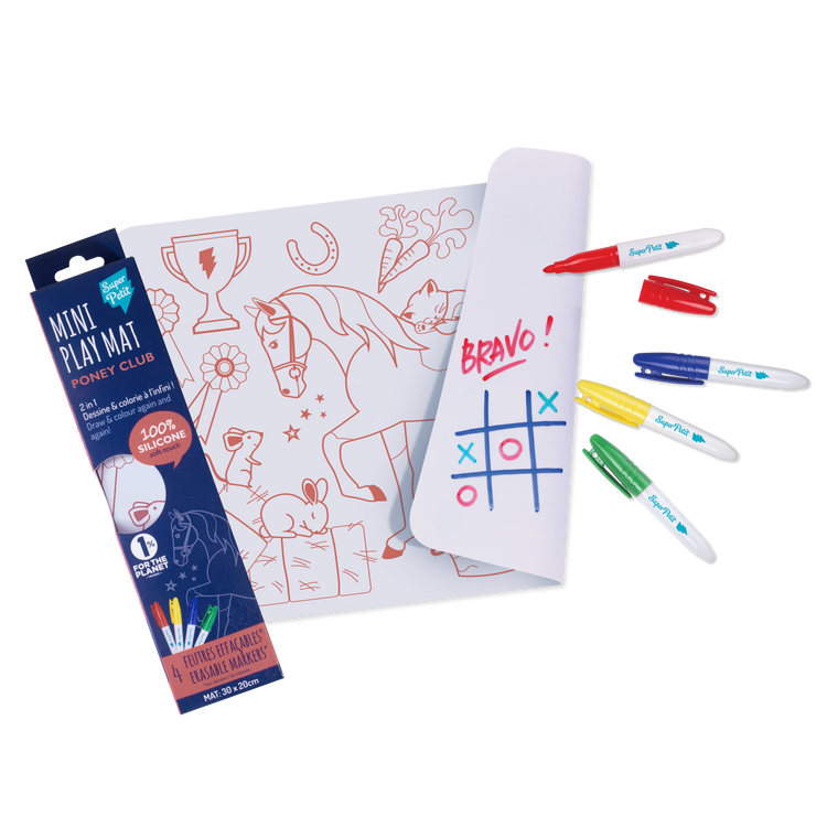 SUPER PETIT. Reversible colouring placemat set Poney Club