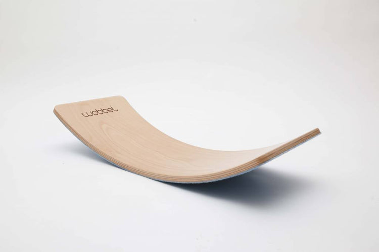 WOBBEL. Small Wooden Balance Board with Felt (Natural-Light Blue)