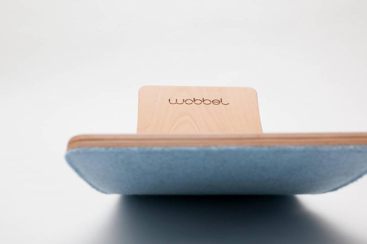 WOBBEL. Small Wooden Balance Board with Felt (Natural-Light Blue)